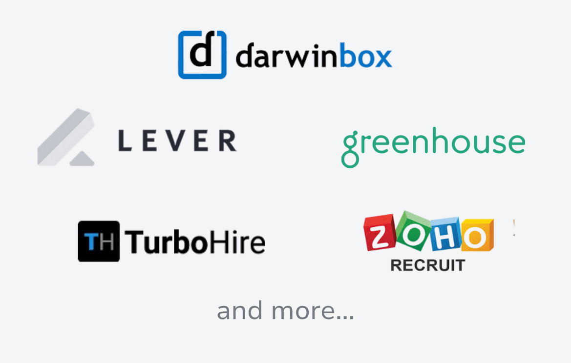 Collage of recruitment software logos: Darwinbox, Lever, Greenhouse, TurboHire, Zoho Recruit, and more...